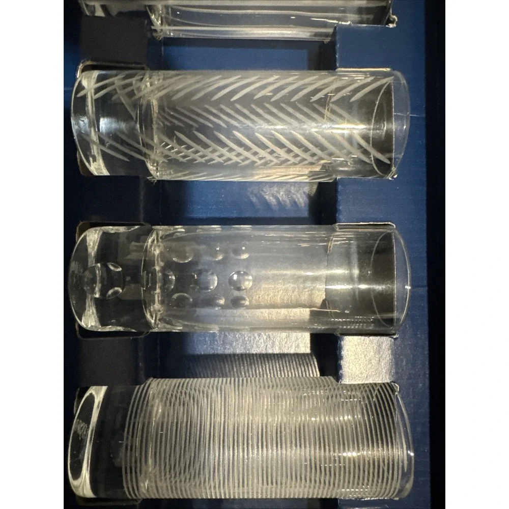 Mikasa Cheers Shot Glass 2oz Clear Etched Crystal Vodka Barware Set of 6 Vintage